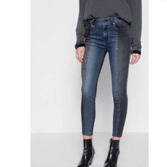 7 For All Mankind Denim - 7 for all mankind 2 tone panel colorblock jeans